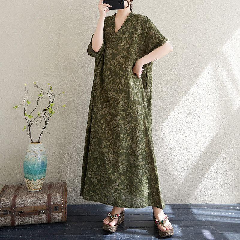 Summer V-Neck Loose Cotton Lin - đánh giá và giá Linen Dress Wrap