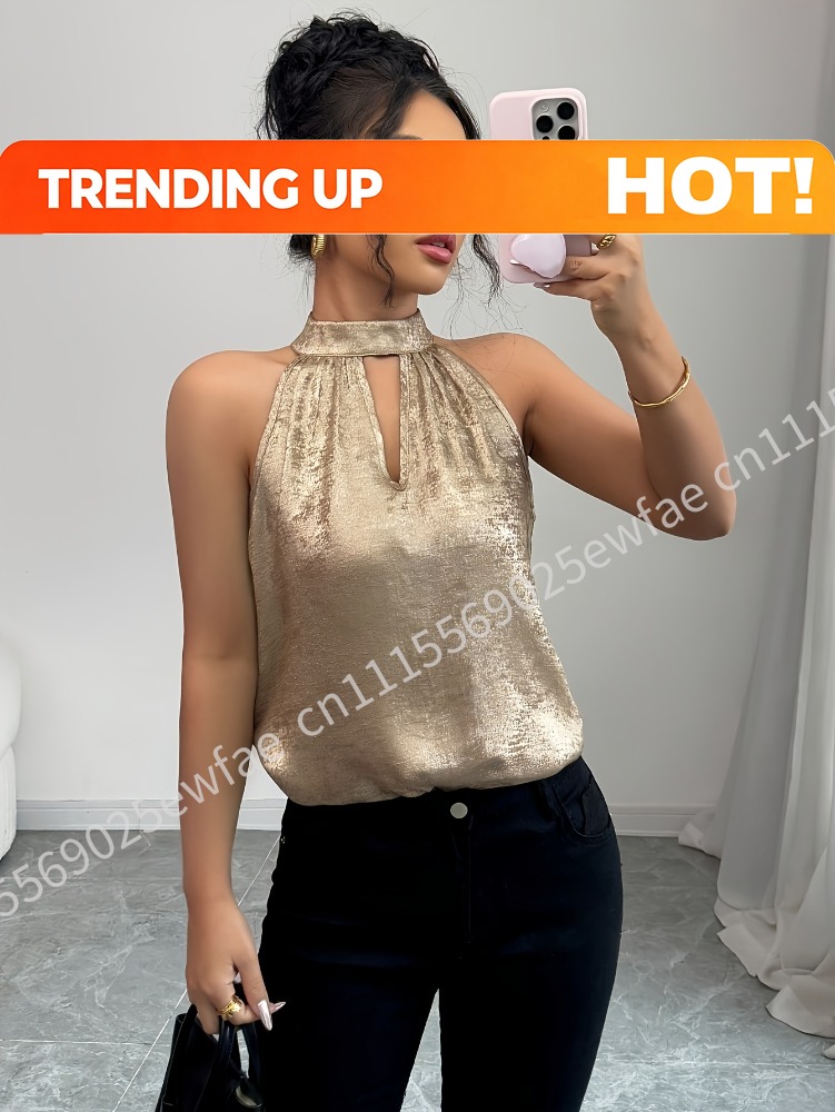 Champagne Golden Shiny Glossy  - đánh giá và giá Blouse Off Shoulder