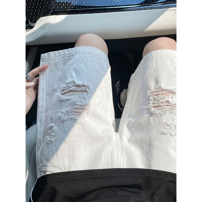 Mens Elastic Drawstring Waist  - đánh giá và giá Shorts Denim Frayed
