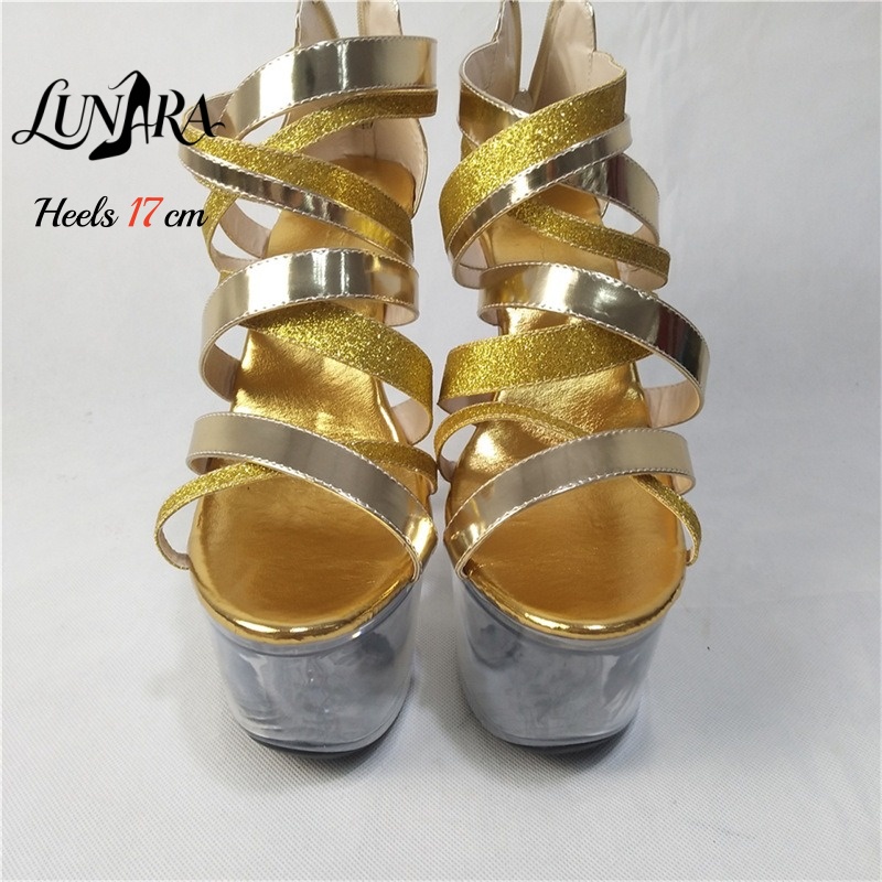 17cm/7Inch Gold Metallic Strap - đánh giá và giá Sandal Strappy Heeled