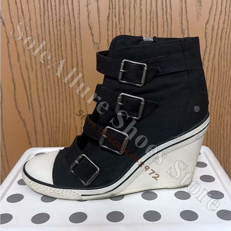 Grey Multi Buckle High Top Wed - đánh giá và giá Wedge Espadrille Women